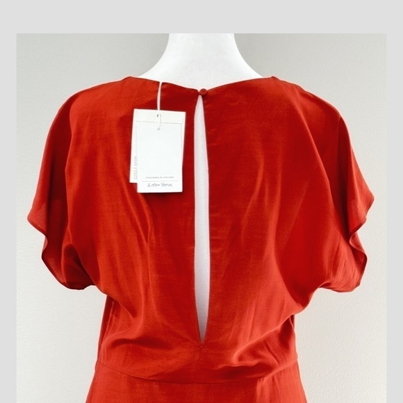NWT & Other Stories Dress Midi Length100% Viscose Burnt Orange Short Cap Sleeve - Picture 4 of 13